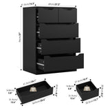 HOSTACK Modern 5 Drawer Dresser for Bedroom, Chest of Drawers with Storage, Wood Storage Chest Organizers with Cut-Out Handles, Accent Storage Cabinet for Living Room, Entryway, Hallway, Black HOSTACK