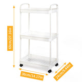 FrutPunch 3 Tier Rolling Cart, Rolling Storage Cart on Wheels, 360° Mobile Utility Cart, Rolling Storage Cart with Four Hooks Suitable, for Bathroom Living Room Kitchen and Office Scenes FrutPunch