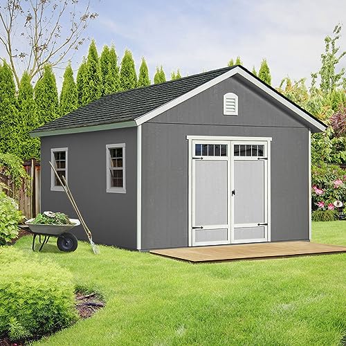 Handy Home Products Scarsdale 12x16 Do-it-Yourself Wooden Storage Shed Tan Handy Home Products