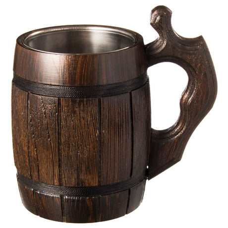 MyFancyCraft Handmade Beer - Mug Oak - Wood Dark Natural - Eco-Friendly Wooden Tankard Gift Barrel - Cup MyFancyCraft