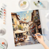 Cityscape Paint by Numbers Kit for Adults - DIY Sunny Café Street Scene Painting on Canvas 16x20 Inches, Acrylic Paint Set, Suitable for Beginners, Travel Art for Home Decoration or Gifts DecorFriday