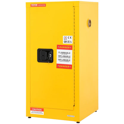 VEVOR Flammable Storage Cabinet, 16 Gal Capacity, Made of Cold-Rolled Steel, Measures 18 x 18 x 35.4 inches, Single Door, Explosion-Resistant, Meets NFPA Code 30 and OSHA Standards