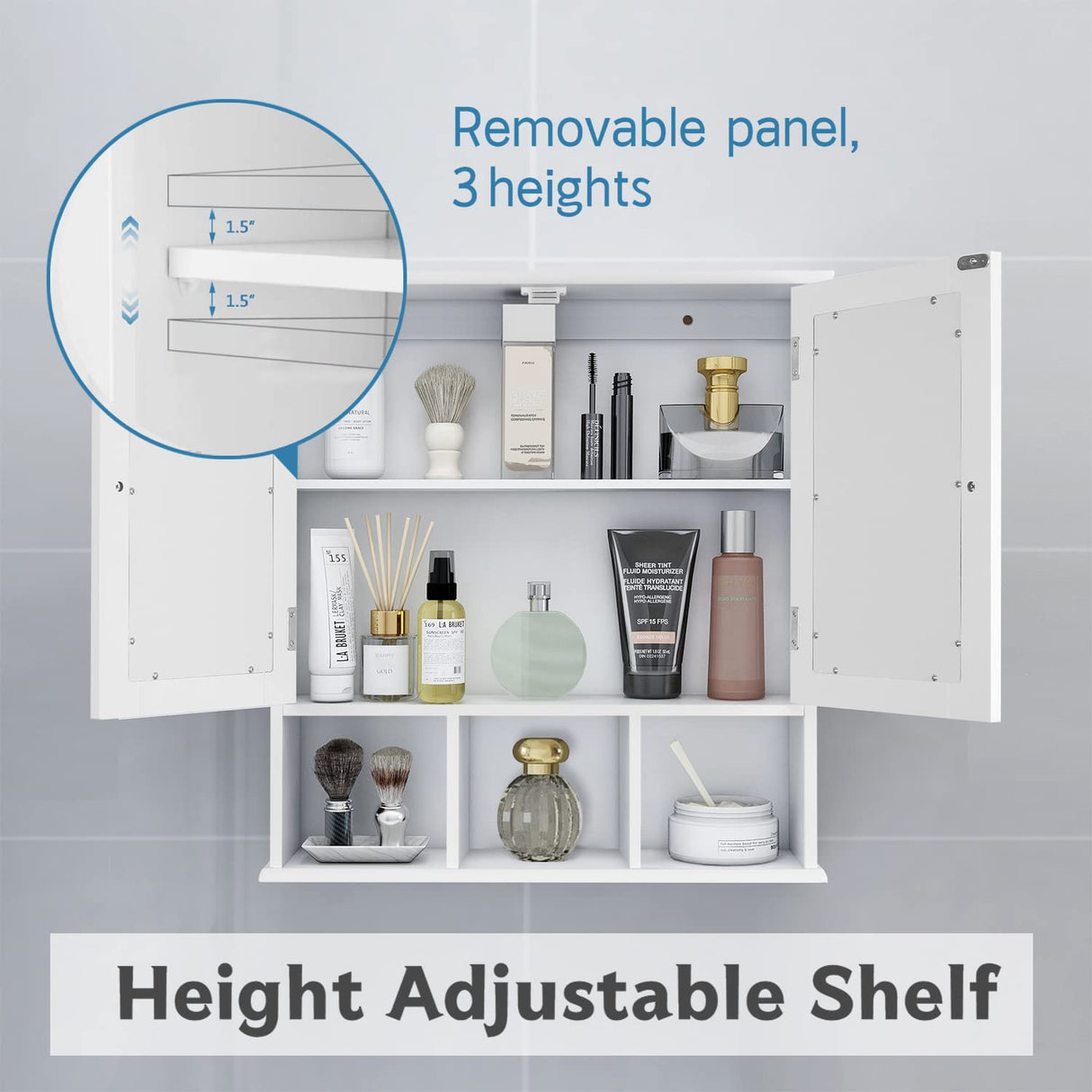 TaoHFE Bathroom Wall Cabinet with 2 Door Adjustable Shelves,Over The Toilet Storage White Wall Mounted Medicine Cabinets for Bathroom Laundry Room Kitchen TaoHFE