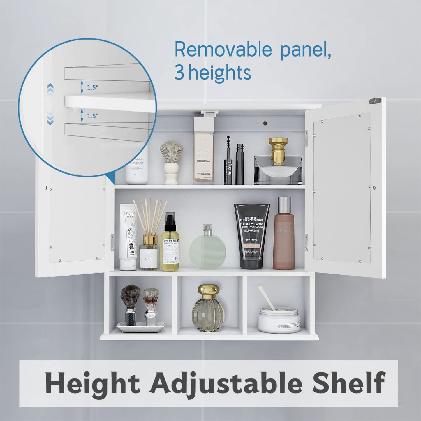 TaoHFE Bathroom Wall Cabinet with 2 Door Adjustable Shelves,Over The Toilet Storage White Wall Mounted Medicine Cabinets for Bathroom Laundry Room Kitchen