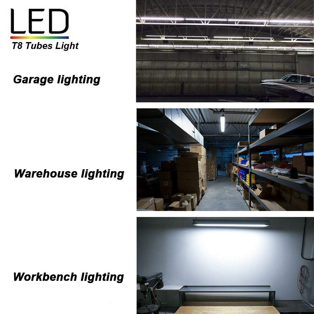 TOPTRONED (10-Pack) 8ft LED Shop Light Fixture,V Shape 100W 18500LM 5000K (Daylight White),8 Foot, 96'' T8 Integrated LED Tube, Linkable Led Bulbs for Garage, Warehouse, Plug and Play, Clear Lens TOPTRONED