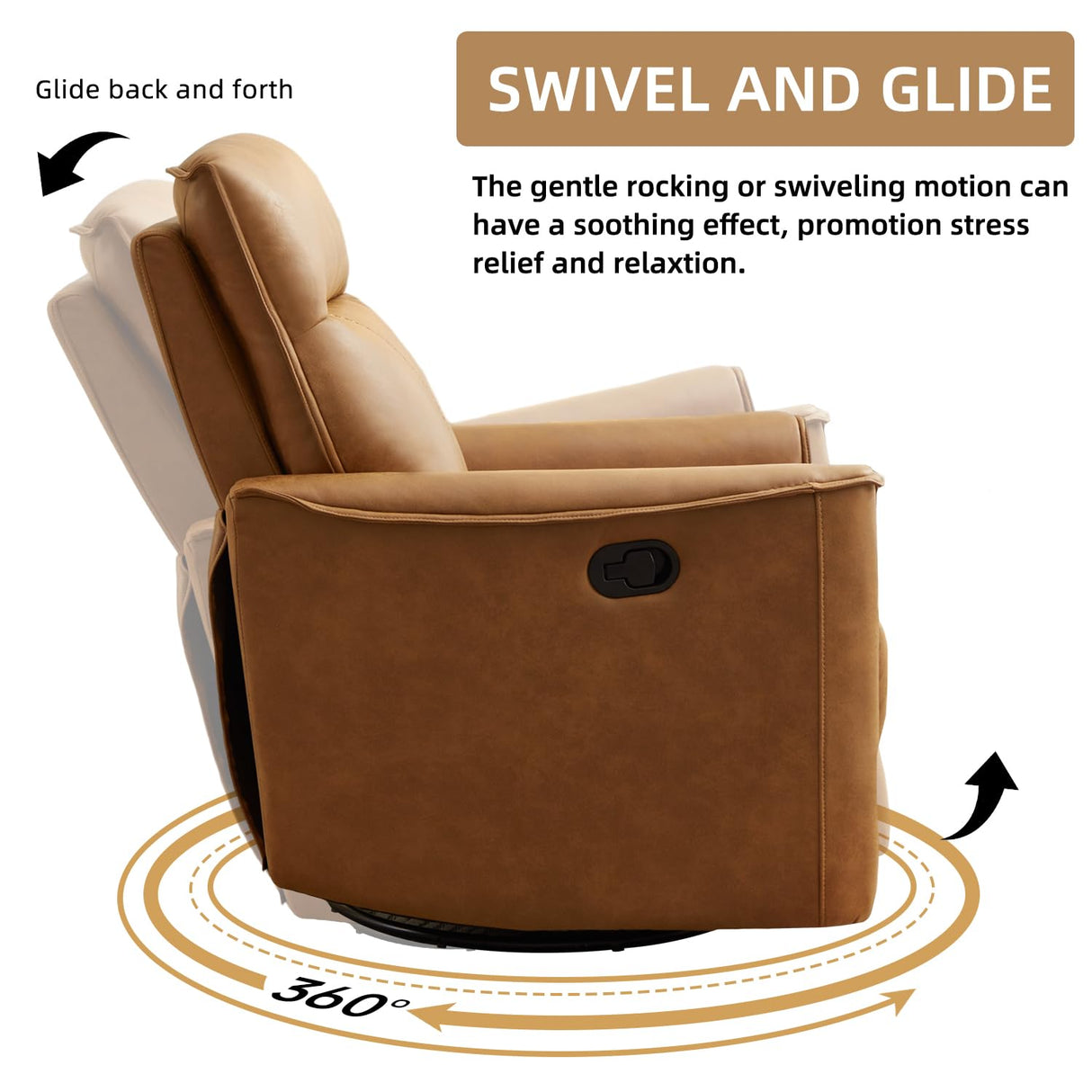 Manual Recliner Sofa Furniture Set for Living Room, Included Leathaire Nursing Chairs Swivel Glider Recliners, Wall-Hugger 3 Seat Reclining Loveseat, Modern 3-Seater Reclining Sofa Couch, Brown, 1+3 INZOY