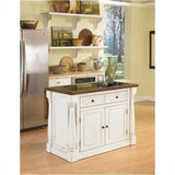 Pemberly Row Farmhouse Wood Kitchen Island with Granite Top in Antique White Pemberly Row