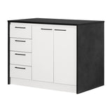 South Shore Myro Kitchen Island, Faux Black Stone and White South Shore