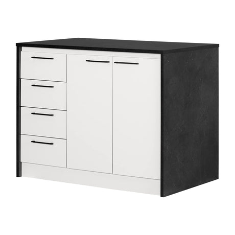 South Shore Myro Kitchen Island, Faux Black Stone and White South Shore