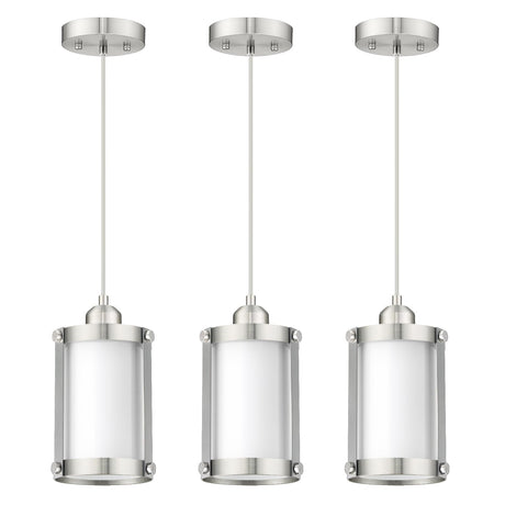 Osimir Brushed Nickel Pendant Lights Kitchen Island 3 Pack, Modern Kitchen Pendant Lighting Over Island with Milk Glass, Farmhouse Mini Hanging Light for Sink Dining Room, OS-3014-3PBN Osimir