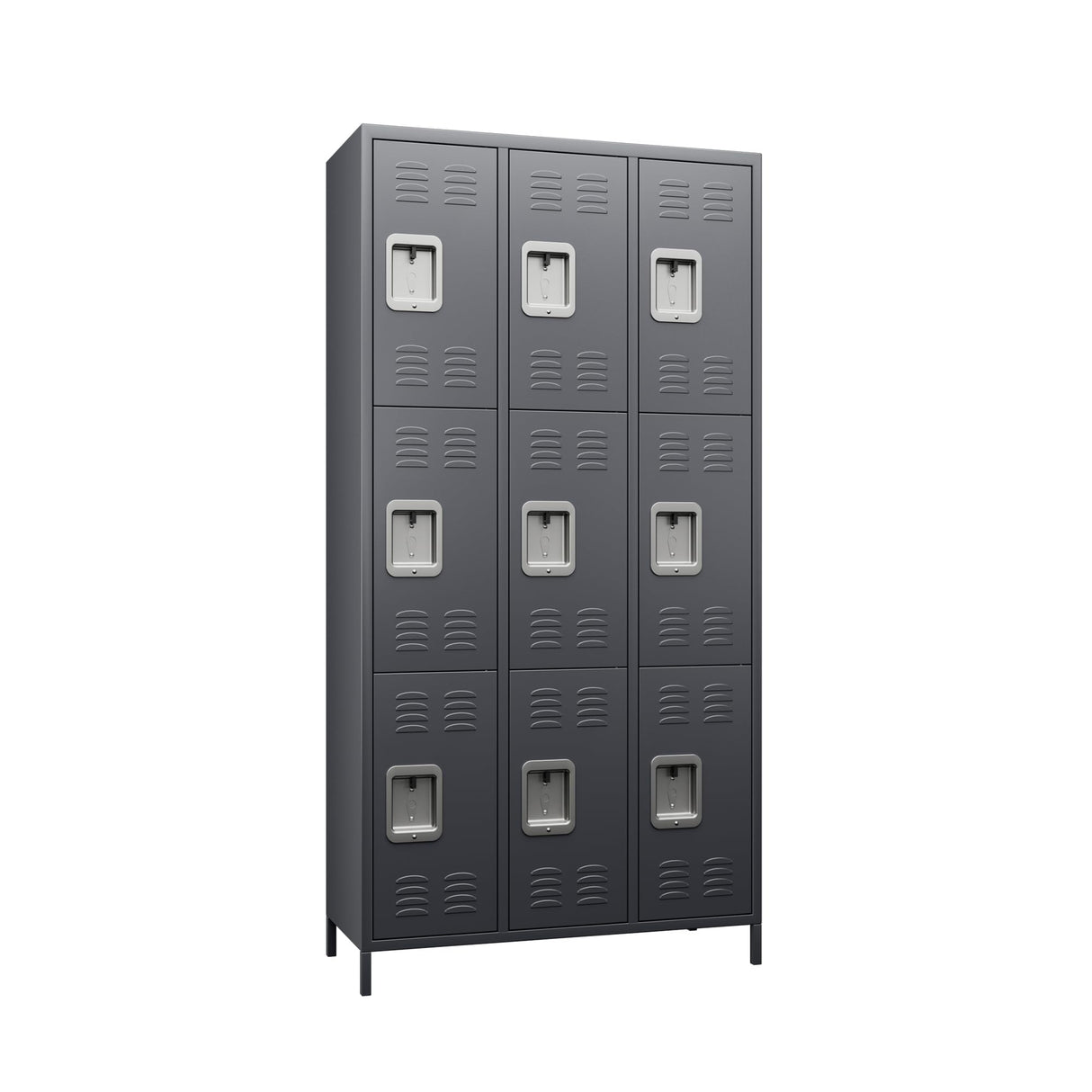 SUXXAN 9 Doors Storage Locker Combination with 18 Hooks,Industries Double Tier Metal Locker for School Office Gym Home Employees Staff Sundries Room W35.43*D15.7*H72(Dark Grey) SUXXAN
