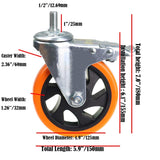 Stem Casters Heavy Duty Swivel Threaded Stem Caster Wheels with American Size 1/2''-13x1'' Thread Dual Locking Wheel with Brakes Pack of 4 (5 inch, with Brake) AOCHENLY
