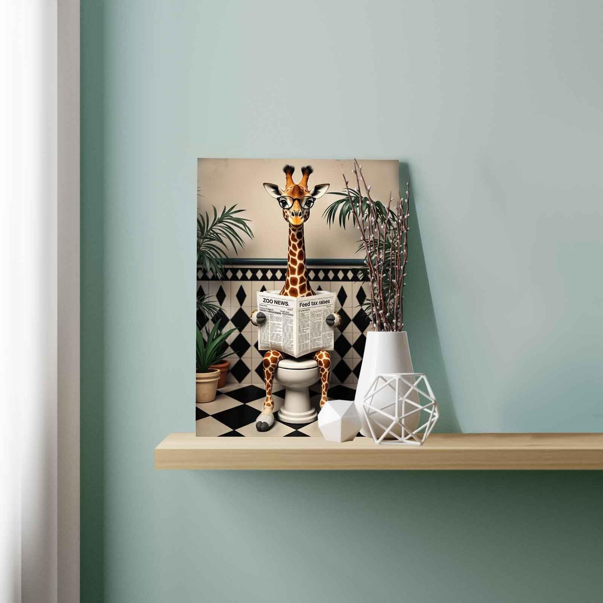 Cute Giraffe on The Toilet Paint by Numbers for Adults Beginner Funny Animals DIY Acrylic Painting by Numbers Painting Kit Gifts Arts Crafts for Home Wall Bathroom Decor16x20Inch Frameless Tucocoo