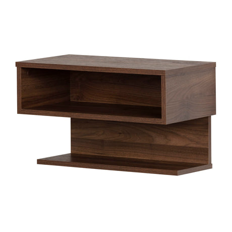 South Shore Furniture Sazena Floating Nightstand, Natural Walnut, 22.25 in x 11.75 in x 13.25 in South Shore
