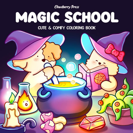 Magic School: Coloring Book for Adults and Teens Featuring Cute Animal Friends in a Fantasy Witchcraft Academy Learning About Spells, Potions, and Dragons! (Cozy Cosmos) WoodArtSupply