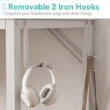 Lufeiya Small White Desk for Small Spaces, 24 Inch Kids Girls Study Writing Mini Desks for Bedroom, Simple Modern Laptop PC Little Side Table with Storage Bag Headphone Hook, White Lufeiya