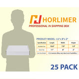 HORLIMER 11x8x2 inches Shipping Boxes Set of 25, White Corrugated Cardboard Box Literature Mailer HORLIMER
