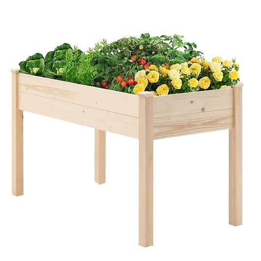 Betterland 4 FT Wooden Raised Garden Bed Outdoor Elevated Flower Planter Box Kit for Vegetables Fruits Herb Grow Yard Gardening, Natural