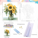 Natuyalo Paint by Numbers Kit for Adults Beginners and Kids, 16" Wx20 L Canvas Pictures Drawing Acrylic Paintwork with 3 Pcs Paintbrushes, Sunflowers in a Vase Natuyalo
