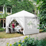 10x10 FT Party Tent, Outdoor Wedding Tents for Parties, Canopy Event Tent with 4 Removable Sidewalls, Waterproof Gazebo Shelter for Birthday Parties, Weddings, BBQs & Events (10X10FT-4Sides White) YYANDC