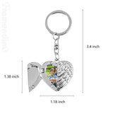 Framendino, 5 Pack Sublimation Angel Wing Keychains Blanks Heat Transfer Love Heart Pendants Charms Locket Photo Frame Key Chains Custom Personalized Picture Keychain Silver Framendino