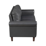 Lexicon 57" W Loveseat, Faux Leather Upholstered Couch, Loveseat with Rolled Armrest for Bedroom/Office/Waiting Room, 2 Seater Couch, Dark Gray Lexicon