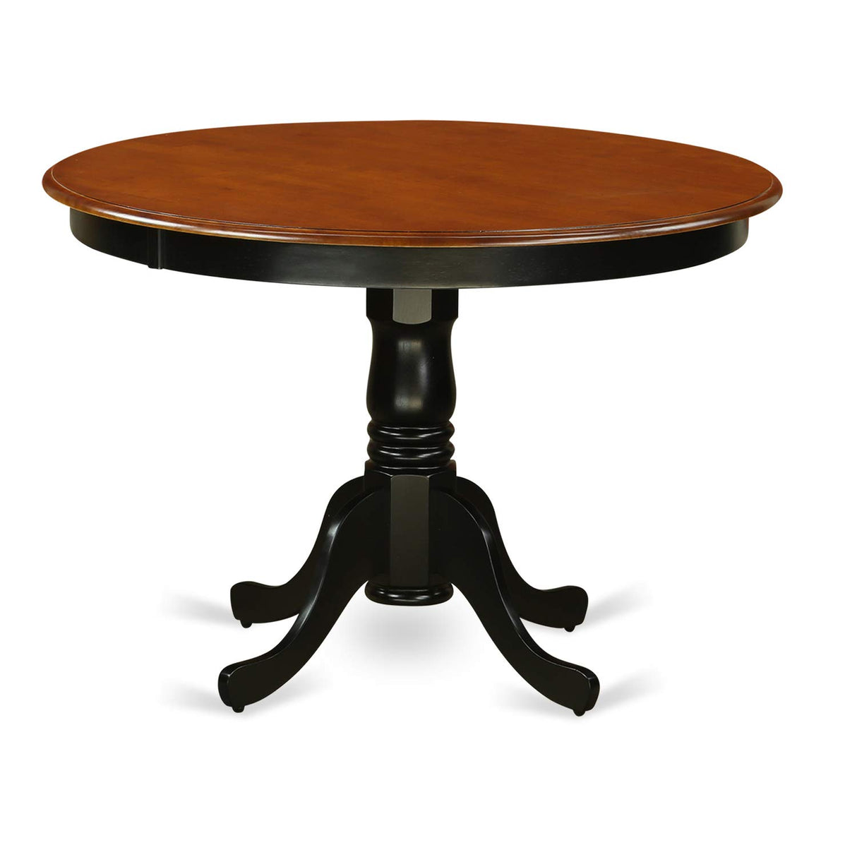 East West Furniture HLKE5-BCH-LC 5 Piece Kitchen Table & Chairs Set Includes a Round Dining Room Table with Pedestal and 4 Faux Leather Upholstered Dining Chairs, 42x42 Inch, Black & Cherry East West Furniture