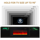 oneinmil Fireplace TV Stand with 36" Electric Fireplace, LED Light Entertainment Center with Modern Wood Texture, Highlight Storage Cabinet for TVs Up to 90", 79 inches, Black oneinmil