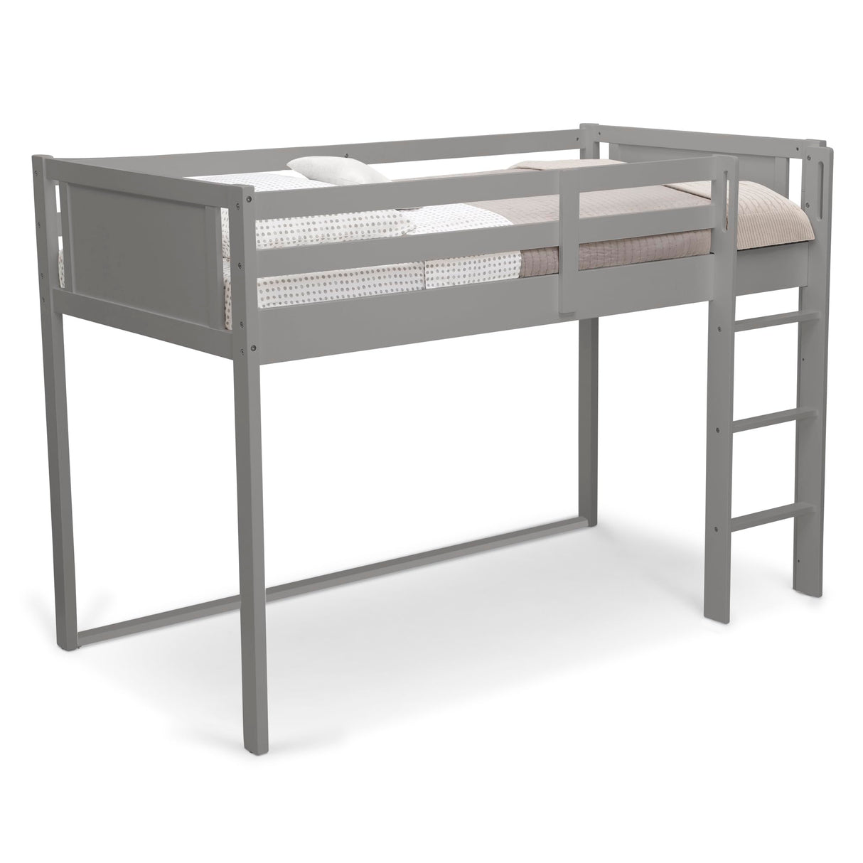 Delta Children Twin Loft Bed with Guardrail and Ladder (Coordinates with Batman, Spider-Man & Harry Potter Tents Sold Separately), Grey Delta Children