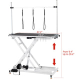 Garvee Electric Dog Grooming Table, Adjustable Height 9.4"-39.4", 264Lb Capacity, Foot Control, Anti-slip Wheels, Tool Organizer, Dog Grooming Station, 47" White Garvee