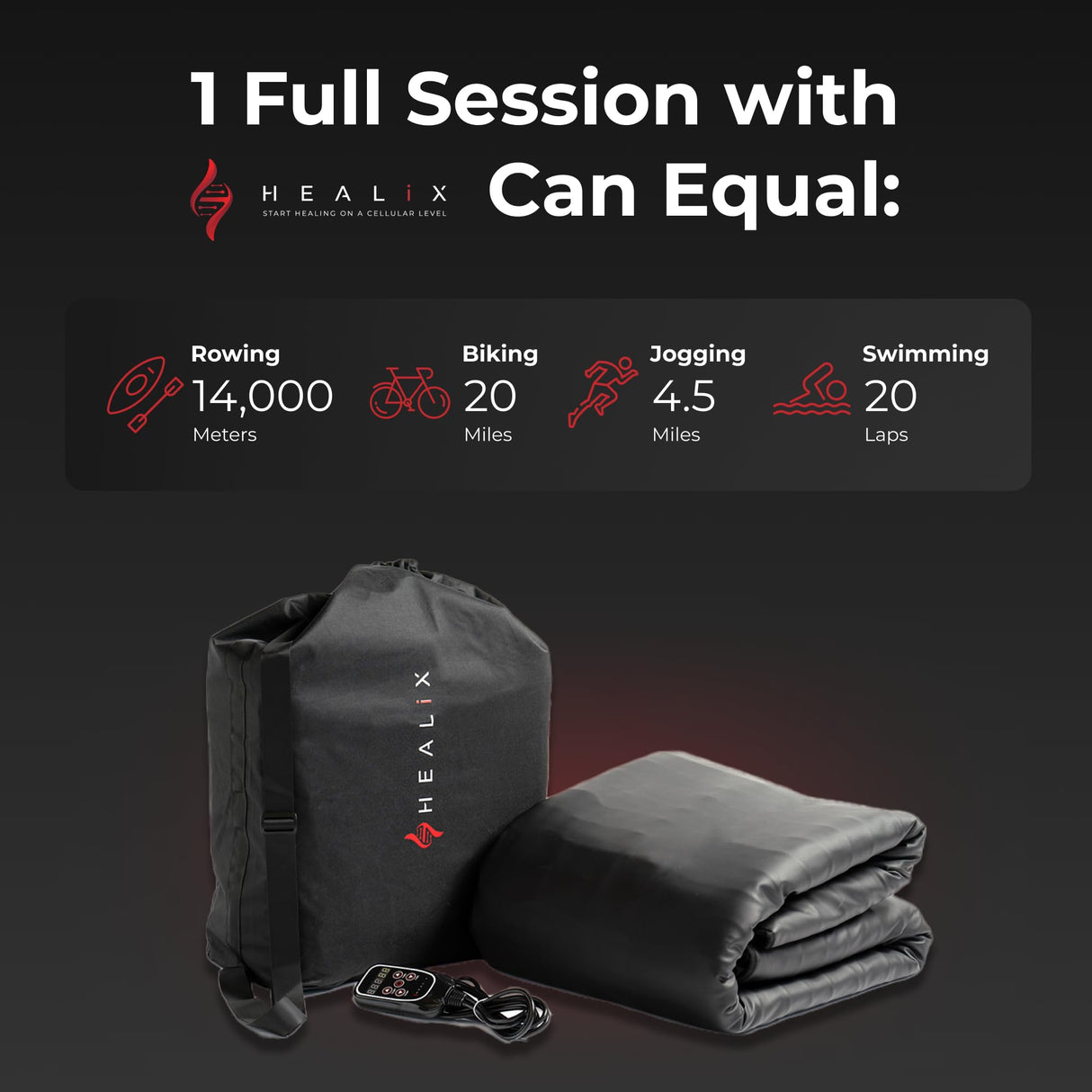 Healix Infrared Sauna Blanket – VOC-Free Portable Home Sauna for Detox & Relaxation, Zero EMF Far Infrared Sauna Blanket with Adjustable Temp (77–176°F), Carbon Fiber Heating & Hook-and-Loop Closure Healix