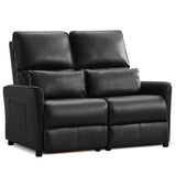 DRMBOOK 52'' RV Loveseat Recliner Sofa, Faux Leather Double Camper Couch 2 Seater Recliner, Home Movie Theater Seating Chair, 2 Person Push Back Recliners for Living Room, Black DRMBOOK