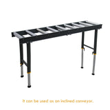 TECHTONGDA 9 Rolls Conveyor Roller Stand Adjustable Height 440LBS 65 Inch Length 18.5 Inch Width with 2.3 Inch Rollers Diameter Stainless Steel Silver TECHTONGDA