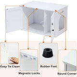 Timberer Cat Litter Box Enclosure, Litter Box Furniture Hidden with Removable Divider, Wooden Cat Washroom Furniture, Indoor Cat House, White Timberer