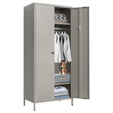 YEEZER Metal Armoire Wardrobe Closet Cabinet for Hanging Clothes with Lock Doors, -74" Steel Lockable Wardrobe Storage Locker Clothes Organizer for Bedroom, Laundry Room (Gray) YEEZER