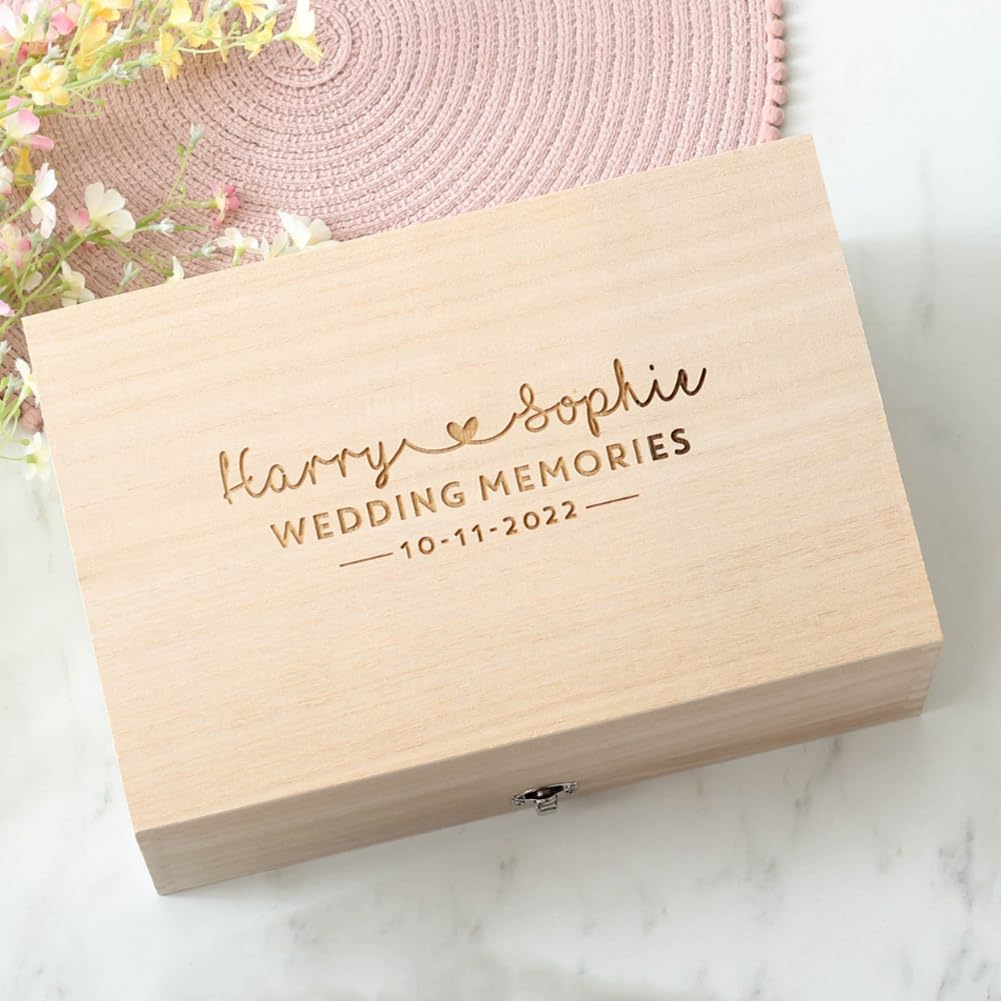 Personalized Keepsake Memories Wood Box Newborn Gift,Personalized Name Wedding Memory Box Wooden Decorative Box (Wood) - WoodArtSupply