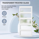 BARNSMITH 30in x 84in Glass Barn Door with 5FT Sliding Door Hardware Kit Included & Handle & Lock,5-Panel Frosted Glass Barn Door Solid Wood Water-Proof PVC Surface,Pre-Drilled Easy Assembly,White BARNSMITH