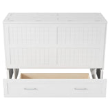 Ball & Cast Mobile Murphy Bed Queen Size with A Big Storage Drawer and 2 Bedside Shelves on Each Side,Hideaway Foldable Fold-Down Bed w/Slat Support,Space-Saving Bedframe for Bedroom,White Ball & Cast