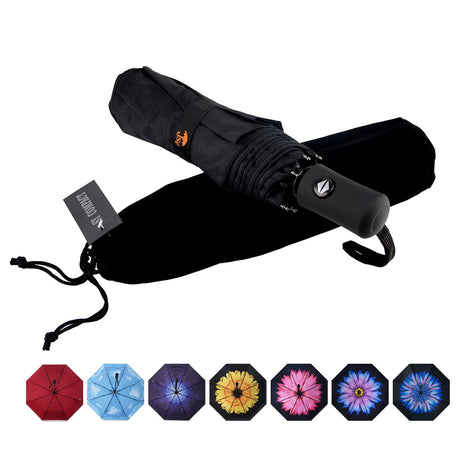 SY COMPACT Travel Umbrella Windproof Automatic LightWeight Unbreakable Umbrellas-Factory outlet umbrella (Black) SY COMPACT