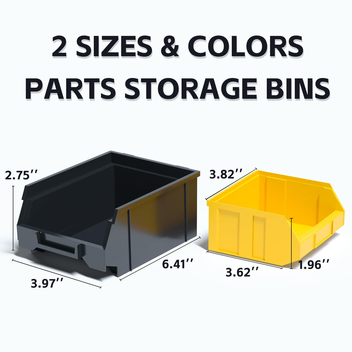 KJE 30PCS Wall Mounted Storage Bins, Plastic Tool Organizer for Garage Storage, Screws, Nuts, Bolts, Small Hardware Parts -Black, Yellow KJE