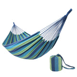ONCLOUD Extra Long and Wide Double Hammock for Travel Camping Backyard, Porch, Outdoor or Indoor Use, Carrying Pouch Included (Blue/Green Stripes) ONCLOUD