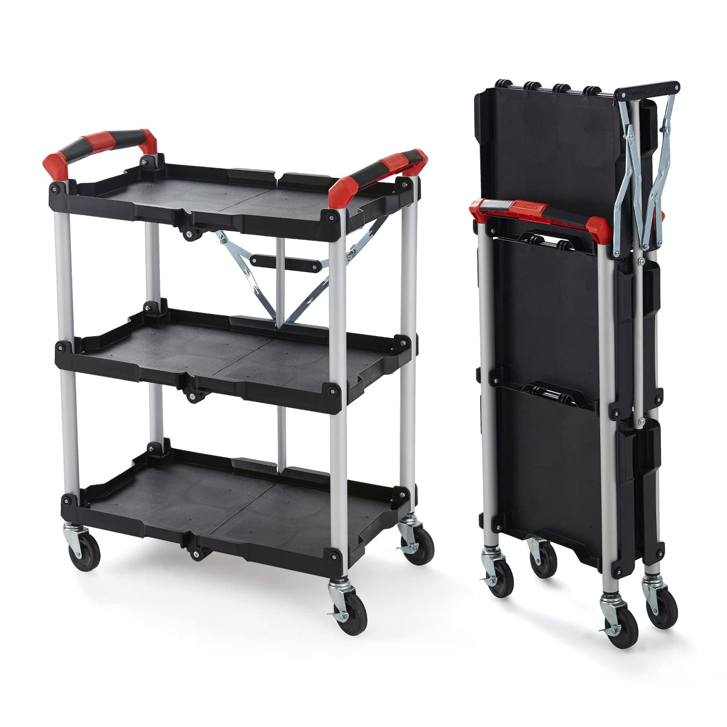 Olympia Tools 410-007 Pack-N-Roll 150 lbs Folding Collapsible Service Cart, Black/Red