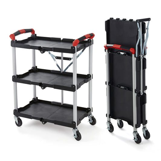 Olympia Tools 410-007 Pack-N-Roll 150 lbs Folding Collapsible Service Cart, Black/Red