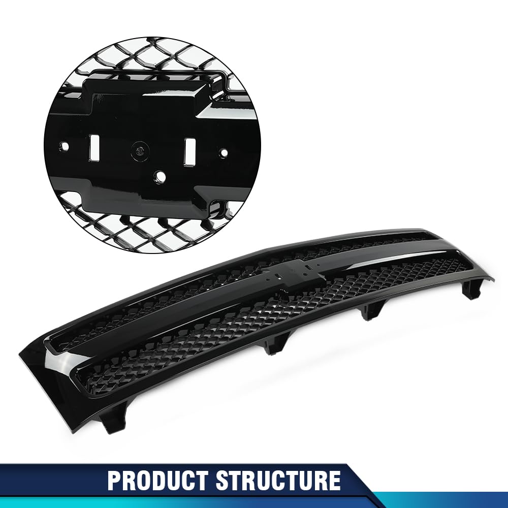 PIT66 Front Grille Grill Textured Black Compatible with Chevy Silverado 1500 LS LT LTZ WT 2007-2013 /Silverado 1500 Hybrid 2009-2013/ Silverado 1500 XFE 2010-2013 GM1200578 25810706 PIT66