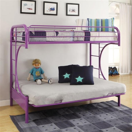 Acme Furniture Eclipse Twin Over Full and Futon Bunk Bed in Purple Acme