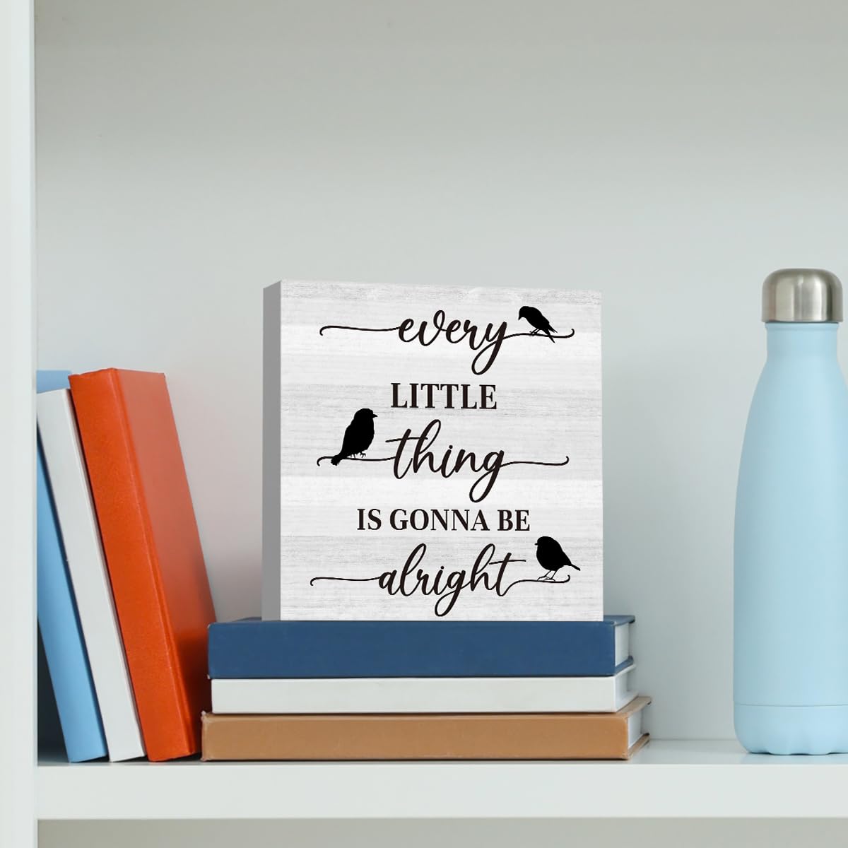 Every Little Thing is Gonna Be Alright Sign,Three Little Birds Sign Gift, Positive Daily Remider Gift for Kids Classroom Farmhouse Home Office Desk Decor Accessories 5 X 5 Inches - WoodArtSupply