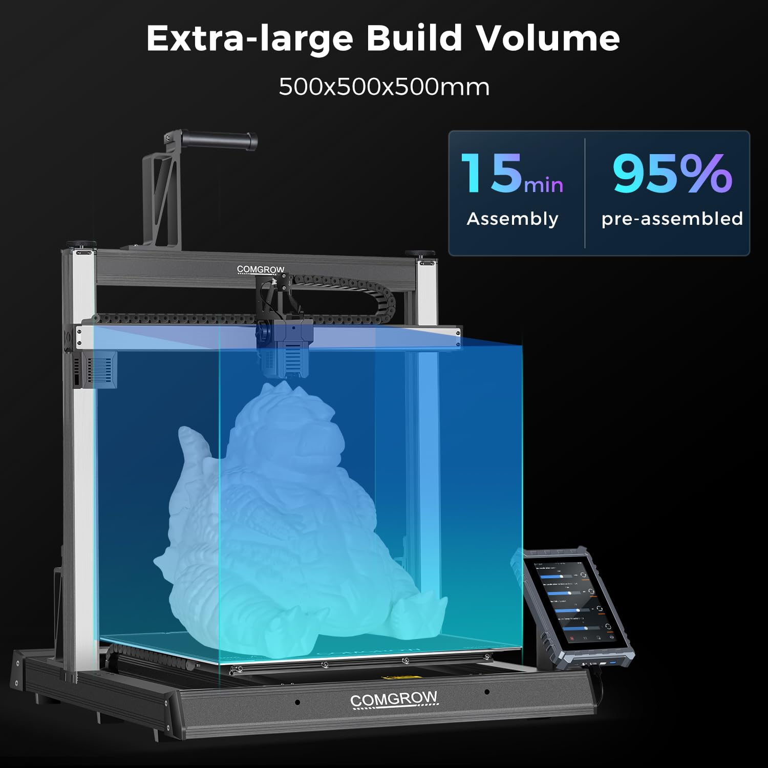 Sovol T500 3D Printer Max Speed up to 500mm/s, Upgraded with 7'' Klipper Touch Screen 300℃ High Temp Hotend 95% Pre-assembly 49-point Auto Leveling XYZ Axis Industrial Linear Rails 19.68*19.6 - WoodArtSupply