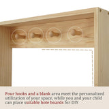 Morimoe Wall-Mounted Wooden Kids Bookshelf with Hooks - Space-Saving Organiser for Toys and Books morimoe