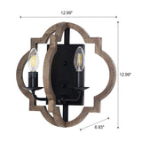 VILUXY Wood Wall sconces Retro Industrial Geometric Lantern Bedside Wall Sconce Lighting Fixture Black Wall Lamp for Bedroom, Hallway, Entryway, Passway, Dining Room 2 Pack VILUXY