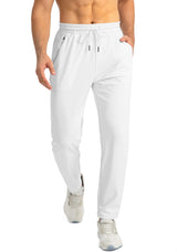 G Gradual Men's Sweatpants with Zipper Pockets Tapered Joggers for Men Athletic Pants for Workout, Jogging, Running (White, Medium) G Gradual